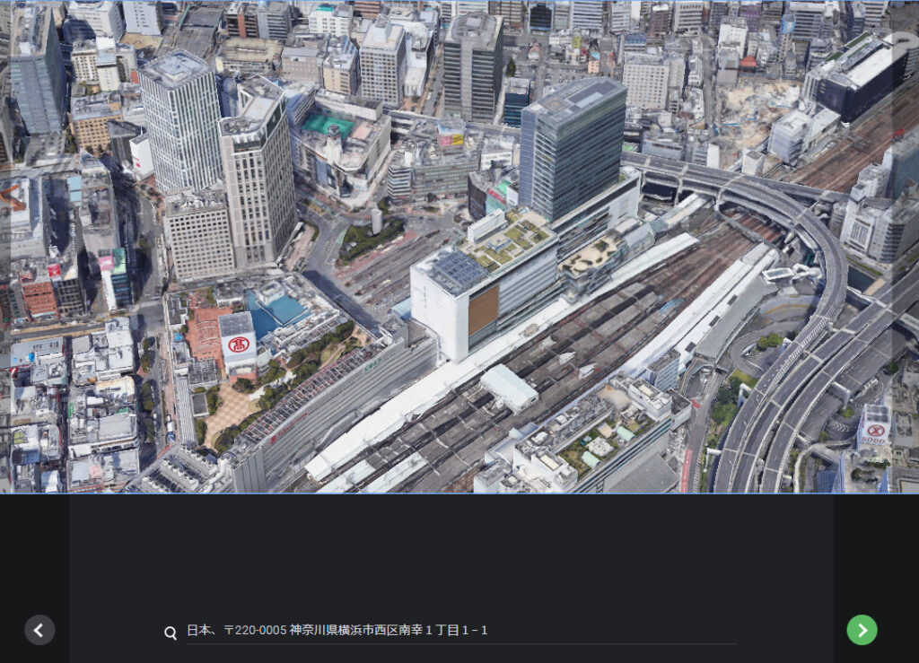 横浜駅を見下ろすアングル