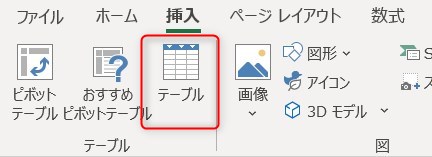 挿入、テーブル